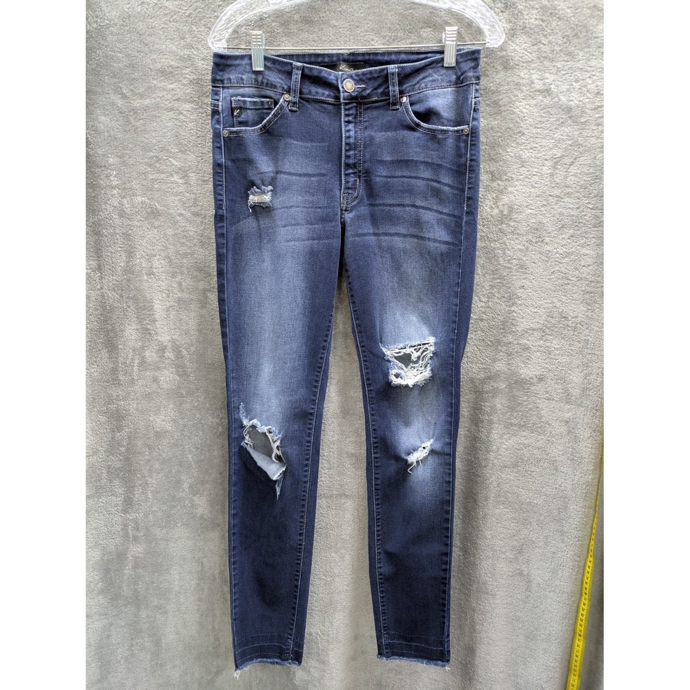 Kancan Jeans‎ Women's 11/29 Distressed Destroyed Ripped Holes Skinny Raw Hem
